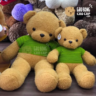 Gấu Teddy lông xù áo len đục lỗ