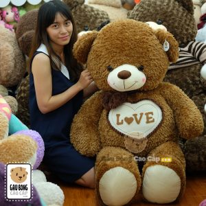 Gấu Teddy lông xù nơ tim LOVE