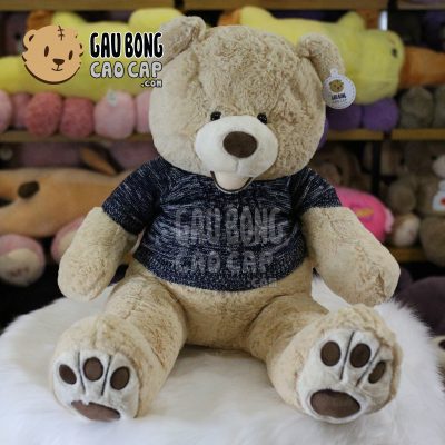 Gấu Teddy Costco mặc áo len - Vàng nhạt