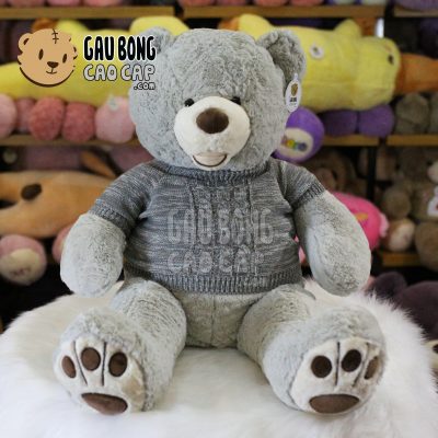 Gấu Teddy Costo mặc áo len - Xám