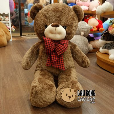 Gấu Teddy Smiley Lông Nâu Nơ Caro