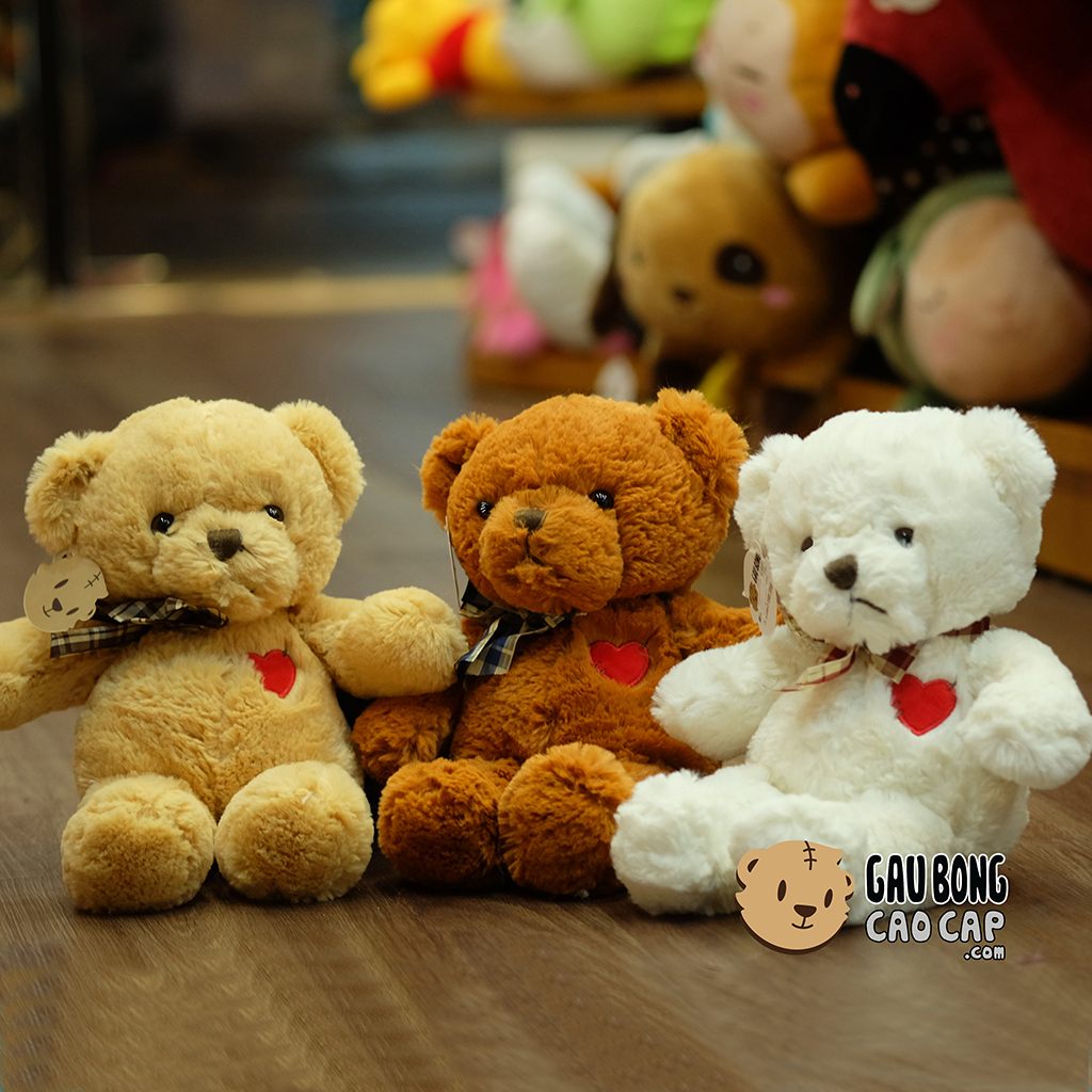 Gấu Teddy Size Nhỏ - Ngực tim nơ Caro