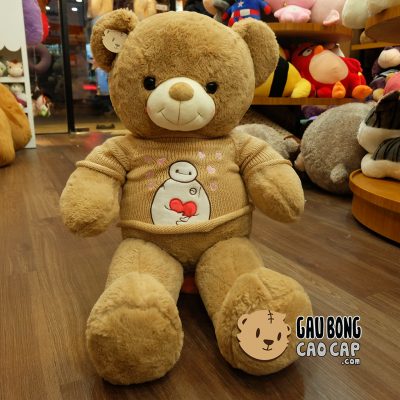 Gấu Teddy áo len Baymax - Nâu - Size: 80cm