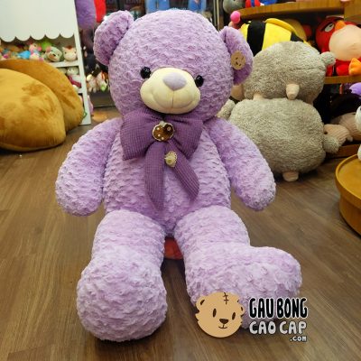 Gấu Teddy tím đeo nơ