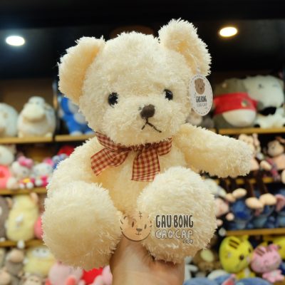 Gấu Teddy nhí lông xù nơ caro
