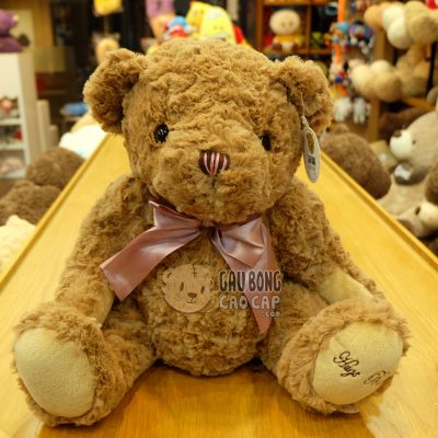 Gấu Teddy lông xoắn Hugs Baby đeo nơ