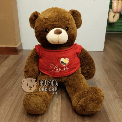 Teddy lông sợi mịn áo len đỏ love