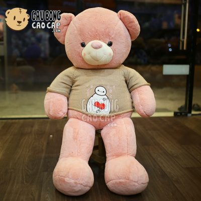 Gấu Teddy áo len Baymax - Hồng