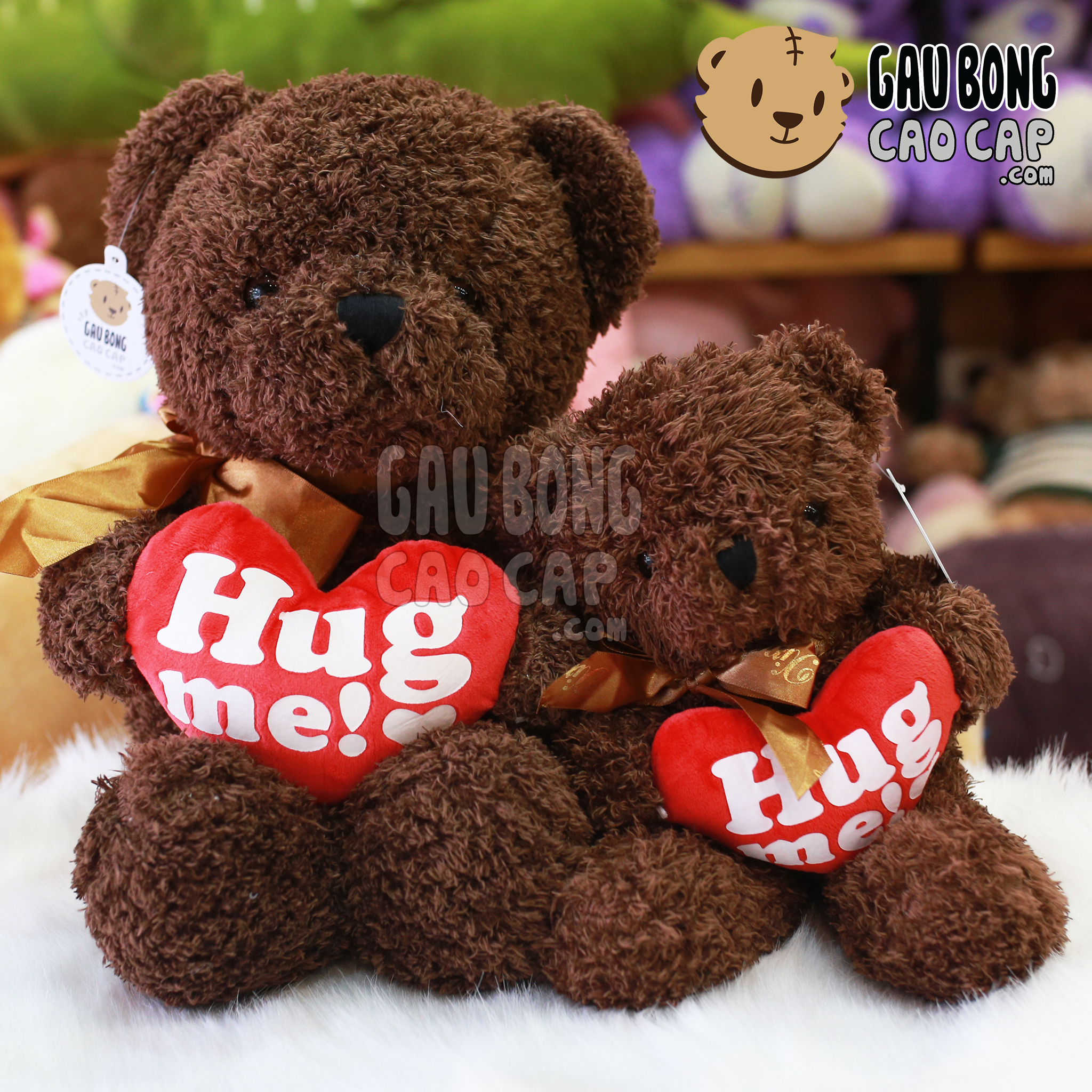 Gấu Teddy ôm tim Hugme - Nâu