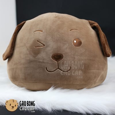 Gối ôm đầu to Chó Bông Nâu