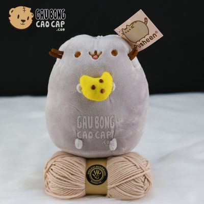 Mèo Pusheen ngồi cầm mặt trăng