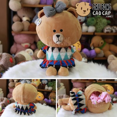 Gối mền Gấu Brown nữ mặc váy