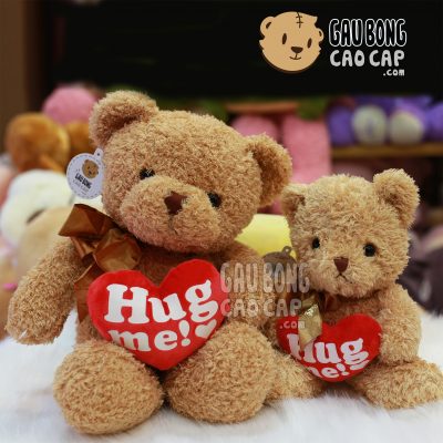 Gấu Teddy lông xù ôm tim HUGME