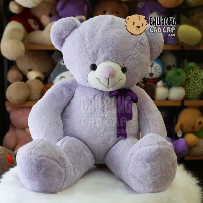 Gấu Teddy smooth tím đeo nơ