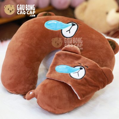 Gối chữ U Gấu Brown bịt mắt