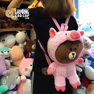 Balo Gấu Brown cosplay Heo Hồng