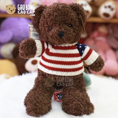 Gấu Teddy lông xù áo len cờ Mỹ