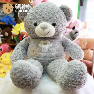 Gấu Teddy mẵc áo len I LOVE YOU – Màu Xám