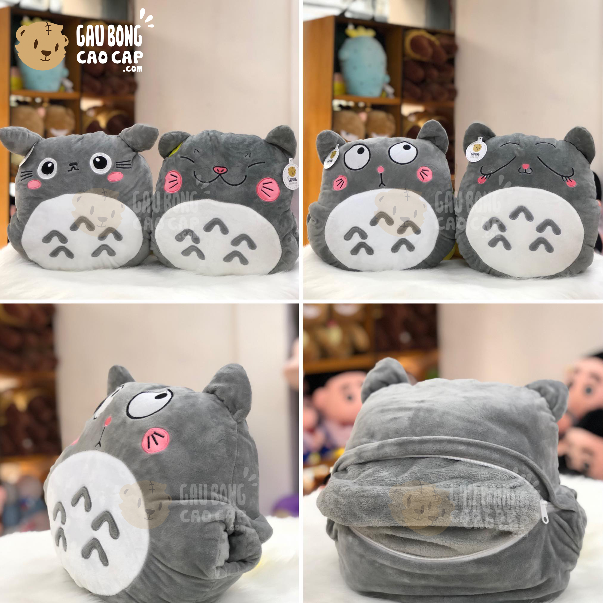 Gối mền Totoro mặt biểu cảm lông mịn