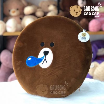 Gối tự lưng/lót mông Gấu Brown hình tròn