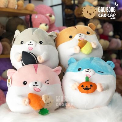 Gối mền đút tay Chuột bông Hamster cầm đồ ăn