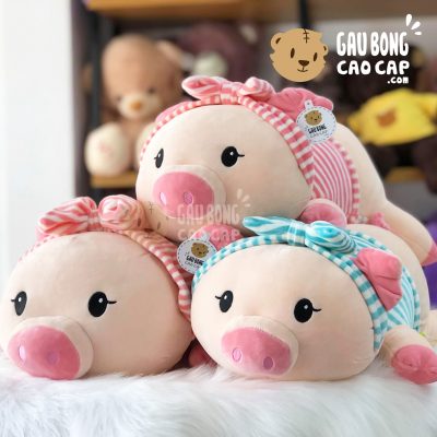 Heo bông Nằm mặc áo sọc đeo băng đô sọc