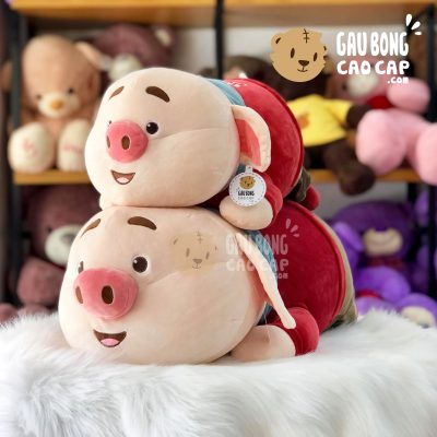Heo Bông Tiktok Nằm mặc áo Hoodie quần Nâu