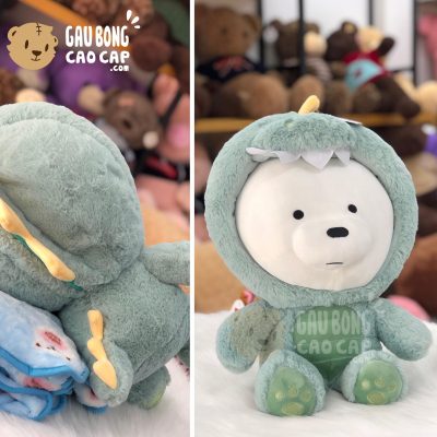 Gối mền 2in1 We Bare Bear Cosplay - ICE Bear cosplay Khủng Long