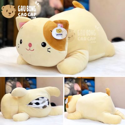 Gối mền 2in1 Mèo Bông vàng nằm