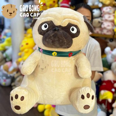 Chó Bông mặt xệ ngồi đeo khăn