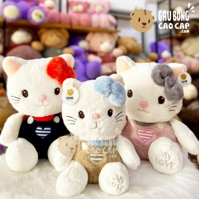 Mèo Bông Kitty Ngồi Lông Sợi Ngực Tim