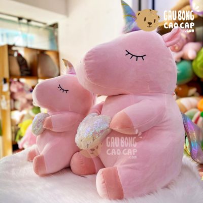 Gấu Bông Unicorn ôm tim lấp lánh