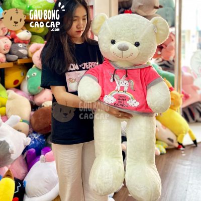 Gấu Teddy Smooth mặc áo Hoodie Unicorn Cầu Vồng