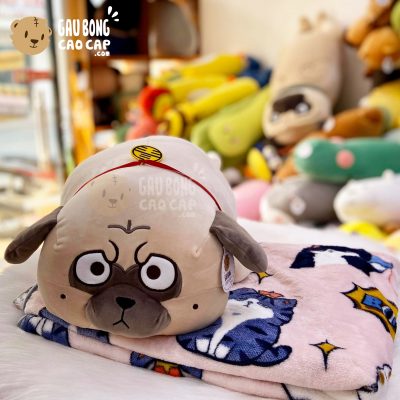 Gối mền 2in1 Chó Bông Nô Tài Nằm - Chó Mặt Xệ Nằm