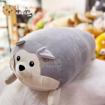 Chó Bông Husky lông mịn gối ôm dài tròn