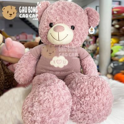 Teddy áo len lông xoắn I LOVE YOU - Màu Tím