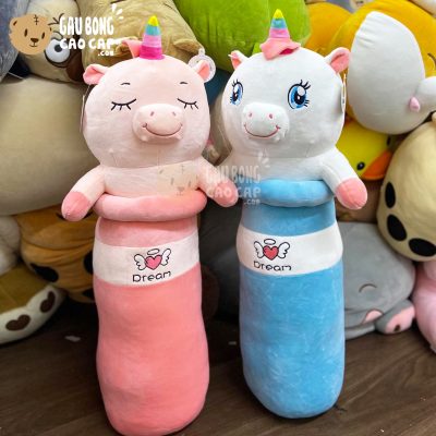 Gối ôm dài đầu Unicorn Kỳ Lân bông