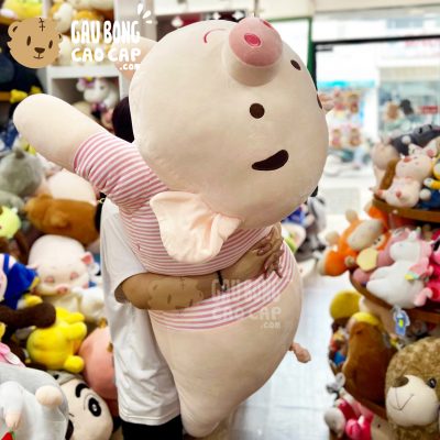 Heo bông Tiktok gối ôm dài mặc áo Sọc