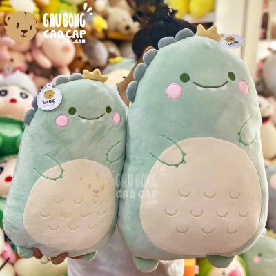 Gấu Bông Khủng Long lông mịn tay thêu gối ôm
