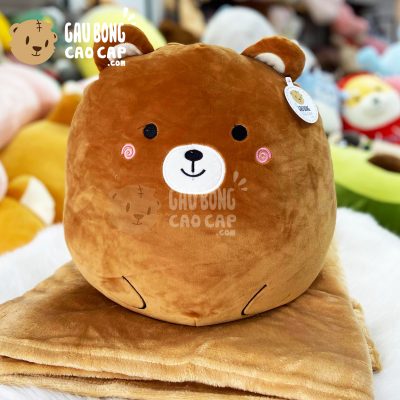 Gối mền Gấu Bear nâu mặt tròn