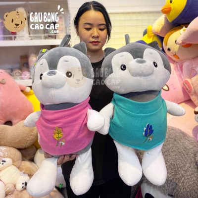 Chó Bông Husky mặc áo color thêu hình Lá