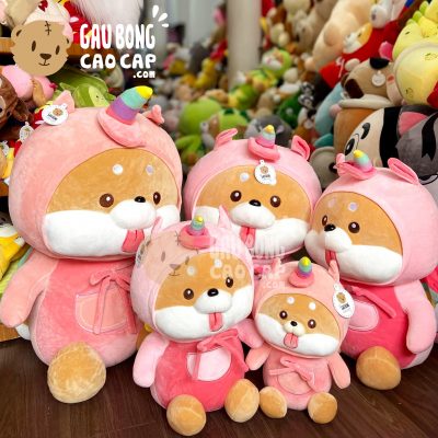 Chó Bông SHIBA ngồi lè lưỡi Cosplay Unicorn
