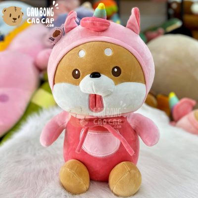 Chó Bông SHIBA ngồi lè lưỡi Cosplay Unicorn