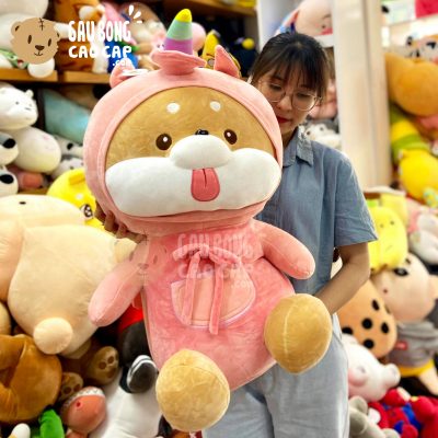 Chó Bông SHIBA ngồi lè lưỡi Cosplay Unicorn