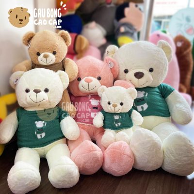 Gấu Teddy Smooth mặc áo len thêu hình Gấu