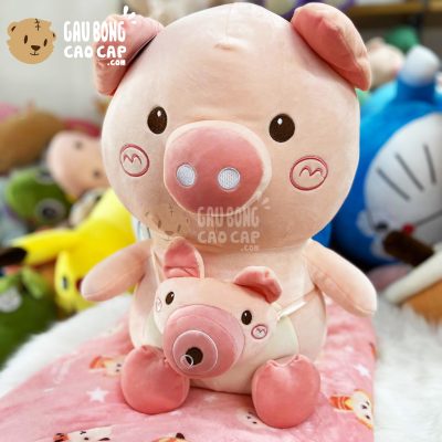 Gối Mền Heo Bông ngồi đeo Túi mắt Heo