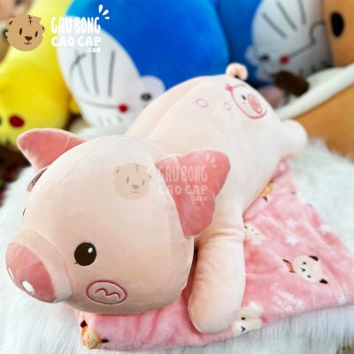 Gối mền 2in1 Heo Bông nằm mông thêu mặt heo