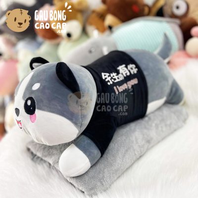 Gấu Bông có mền Chó Husky Cute