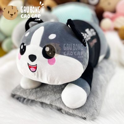 Gấu Bông có mền Chó Husky Cute