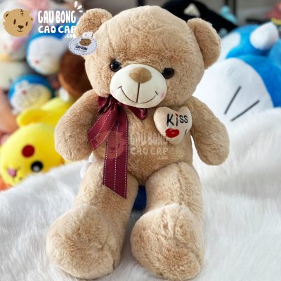 Gấu Teddy Nơ Sọc ngực Tim Kiss Me